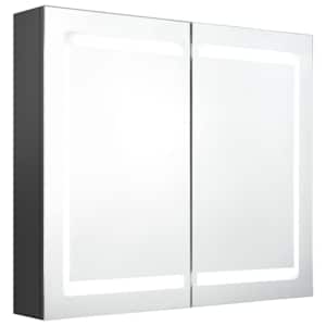 vidaXL LED vannitoa peegelkapp, hall, 80 x 12 x 68 cm