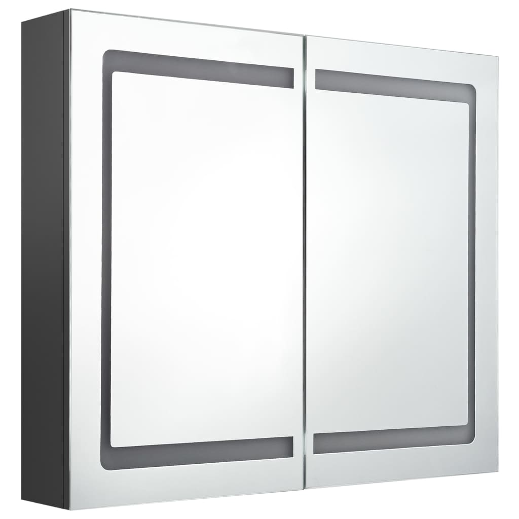 vidaXL Armoire de salle de bain à miroir LED gris 80x12x68 cm