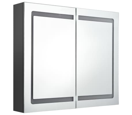 vidaXL LED kopalniška omarica z ogledalom siva 80x12x68 cm