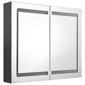 vidaXL Καθρέφτης Μπάνιου με Ντουλάπι & LED Γκρι 80x12x68 εκ.