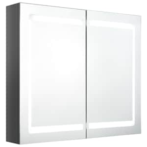 vidaXL LED vannitoa peegelkapp, s&auml;ravhall, 80 x 12 x 68 cm