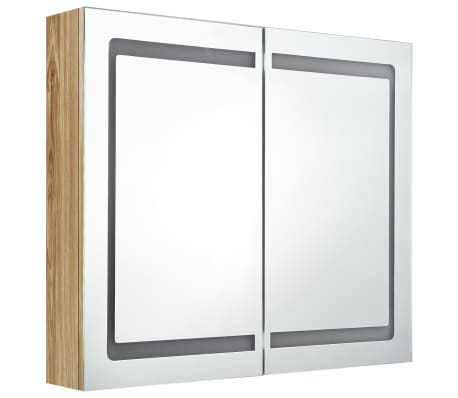 vidaXL Καθρέφτης Μπάνιου με Ντουλάπι & LED Χρώμα Δρυός 80x12x68 εκ.