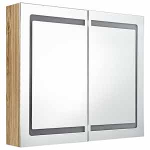 vidaXL Καθρέφτης Μπάνιου με Ντουλάπι & LED Χρώμα Δρυός 80x12x68 εκ.