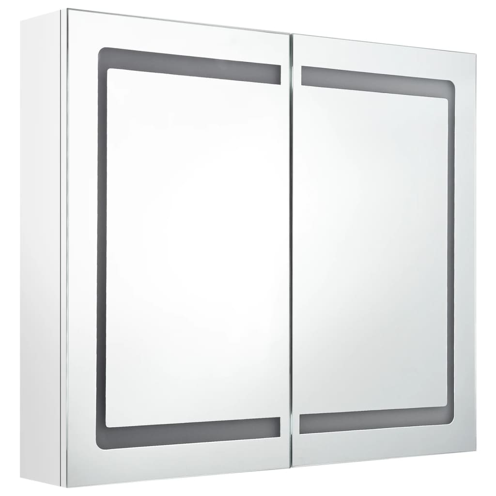 vidaXL Armario de baño con espejo LED blanco brillante 80x12x68 cm