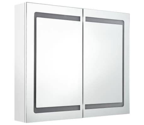 vidaXL Armario de baño con espejo LED blanco brillante 80x12x68 cm