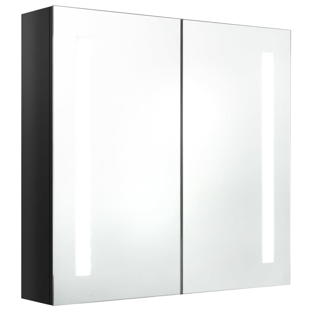 Image of vidaXL LED Bathroom Mirror Cabinet Shining Black 62x14x60 cm