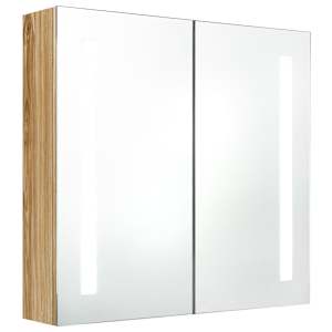 vidaXL LED vannitoa peegelkapp, tamm, 62 x 14 x 60 cm