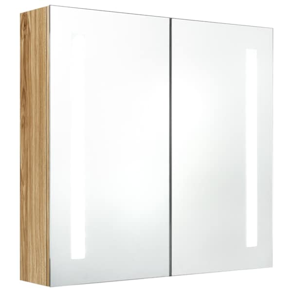 vidaXL LED vannitoa peegelkapp, tamm, 62 x 14 x 60 cm