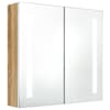 vidaXL LED vannitoa peegelkapp, valge, tamm, 62 x 14 x 60 cm