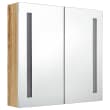 vidaXL Badkamerkast met spiegel en LED 62x14x60 cm glanzend wit vidaXL Badkamerkast met spiegel en LED 62x14x60 cm glanzend wit