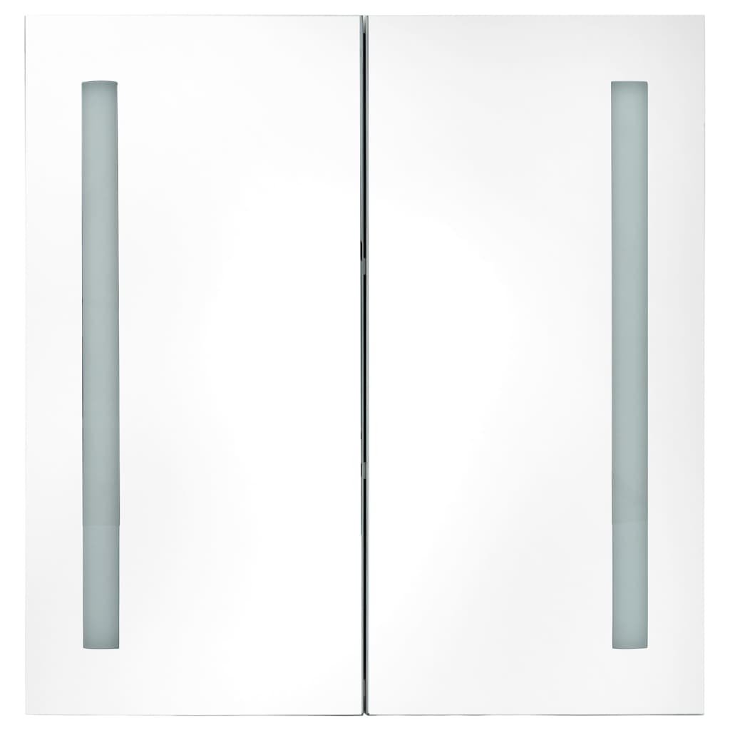 Badkamerkast met spiegel en LED 62x14x60 cm glanzend wit