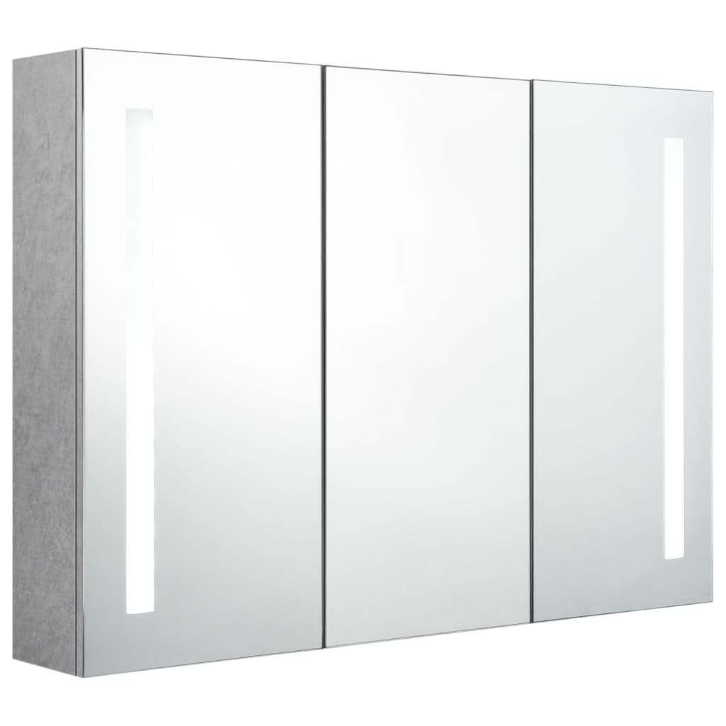 

vidaXL Badkamerkast met spiegel en LED 89x14x62 cm betongrijs