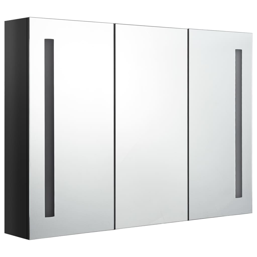 Image of vidaXL LED Bathroom Mirror Cabinet 89x14x62 cm Shining Black