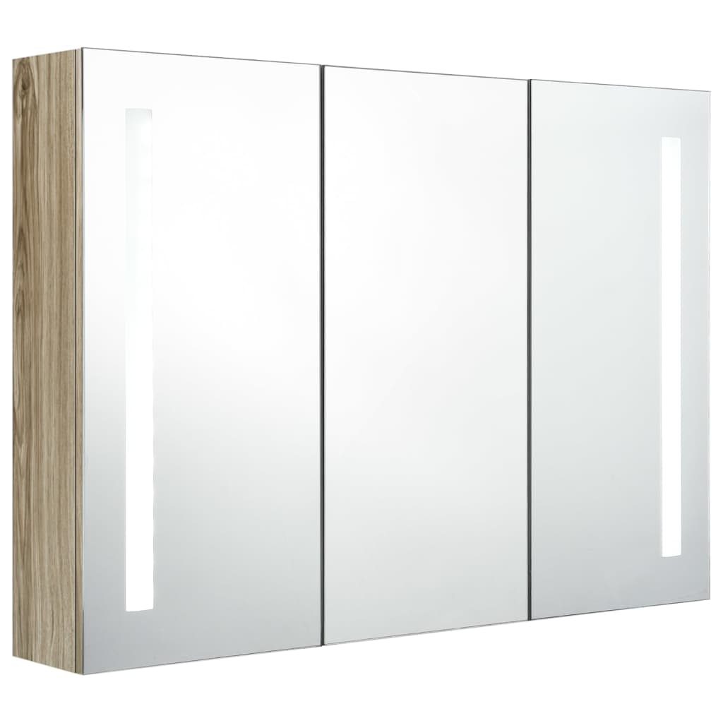vidaXL LED koupelnová skříňka se zrcadlem 89 x 14 x 62 cm dub