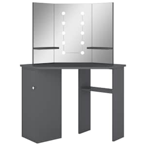 Rohový toaletní stolek s LED světlem šedý 111 x 54 x 141,5 cm - obrázek 2
