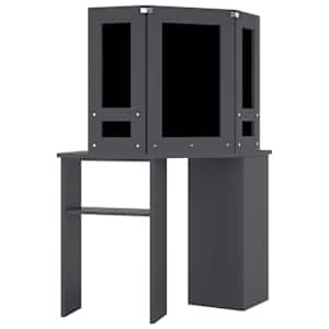 Rohový toaletní stolek s LED světlem šedý 111 x 54 x 141,5 cm - obrázek 5