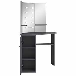 Rohový toaletní stolek s LED světlem šedý 111 x 54 x 141,5 cm - obrázek 6