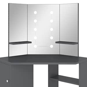 Rohový toaletní stolek s LED světlem šedý 111 x 54 x 141,5 cm - obrázek 7