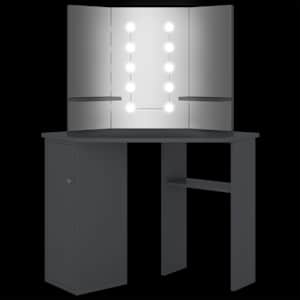 Rohový toaletní stolek s LED světlem šedý 111 x 54 x 141,5 cm - obrázek 8