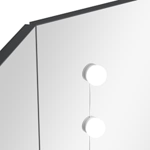 Rohový toaletní stolek s LED světlem šedý 111 x 54 x 141,5 cm - obrázek 11