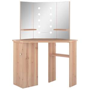 vidaXL nurga tualettlaud LED-tulega, tamm, 111 x 54 x 141,5 cm