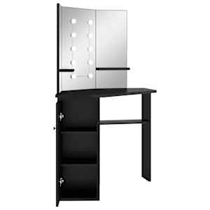 Rohový toaletní stolek s LED světlem černý 111 x 54 x 141,5 cm - obrázek 6