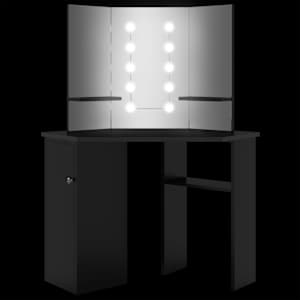 Rohový toaletní stolek s LED světlem černý 111 x 54 x 141,5 cm - obrázek 11