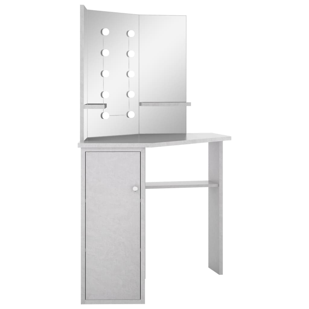 

vidaXL Hoekkaptafel met LED 111x54x141,5 cm betongrijs