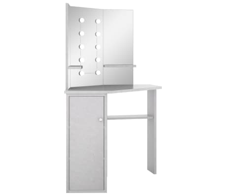 vidaXL Coiffeuse d'angle avec LED Gris b&eacute;ton 111x54x141,5 cm