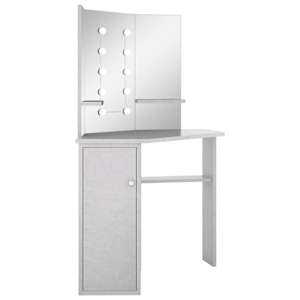 vidaXL Coiffeuse d'angle avec LED Gris b&eacute;ton 111x54x141,5 cm