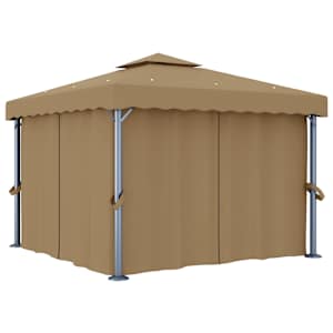 vidaXL varjualune kardinaga, 3 x 3 m, pruunikashall, alumiinium