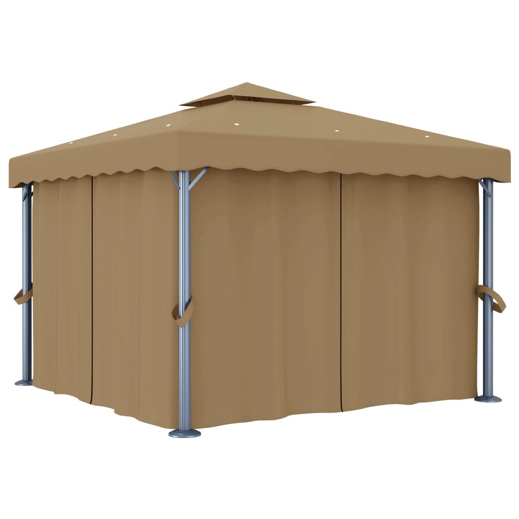 vidaXL Pavillon mit Vorhang 3x3 m Taupe Aluminium