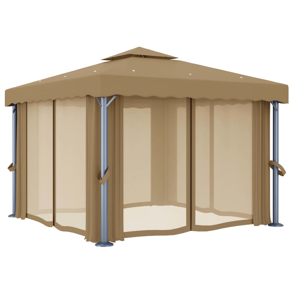 Thumbnail - vidaXL Pavillon mit Vorhang 3x3 m Taupe Aluminium