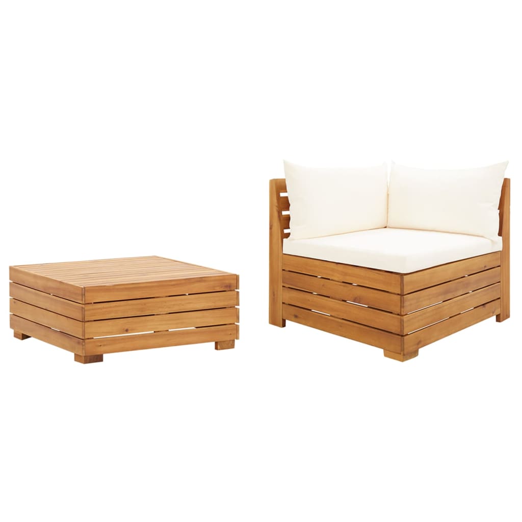 vidaXL Set mobilier grădină cu perne, 2 piese, lemn masiv de acacia vidaXL