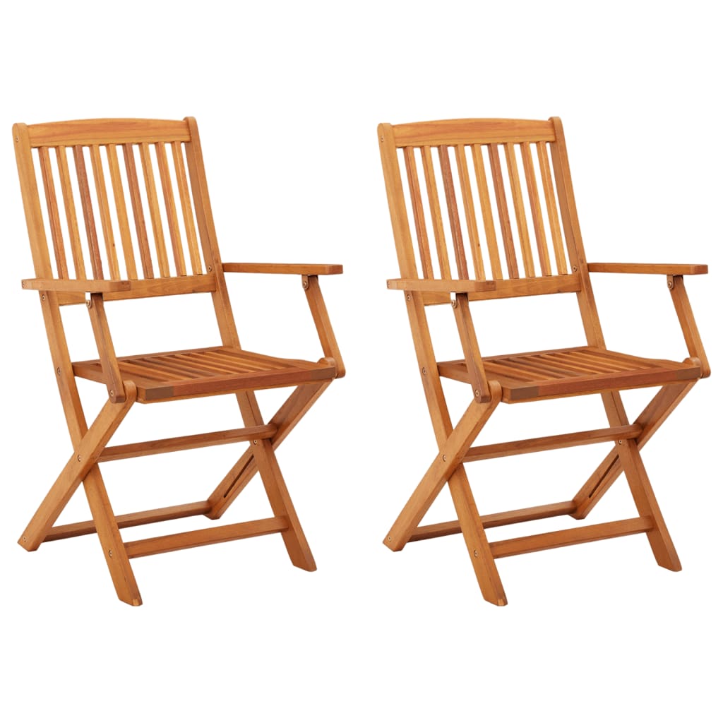 

vidaXL Folding Patio Chairs 2 pcs Solid Eucalyptus Wood