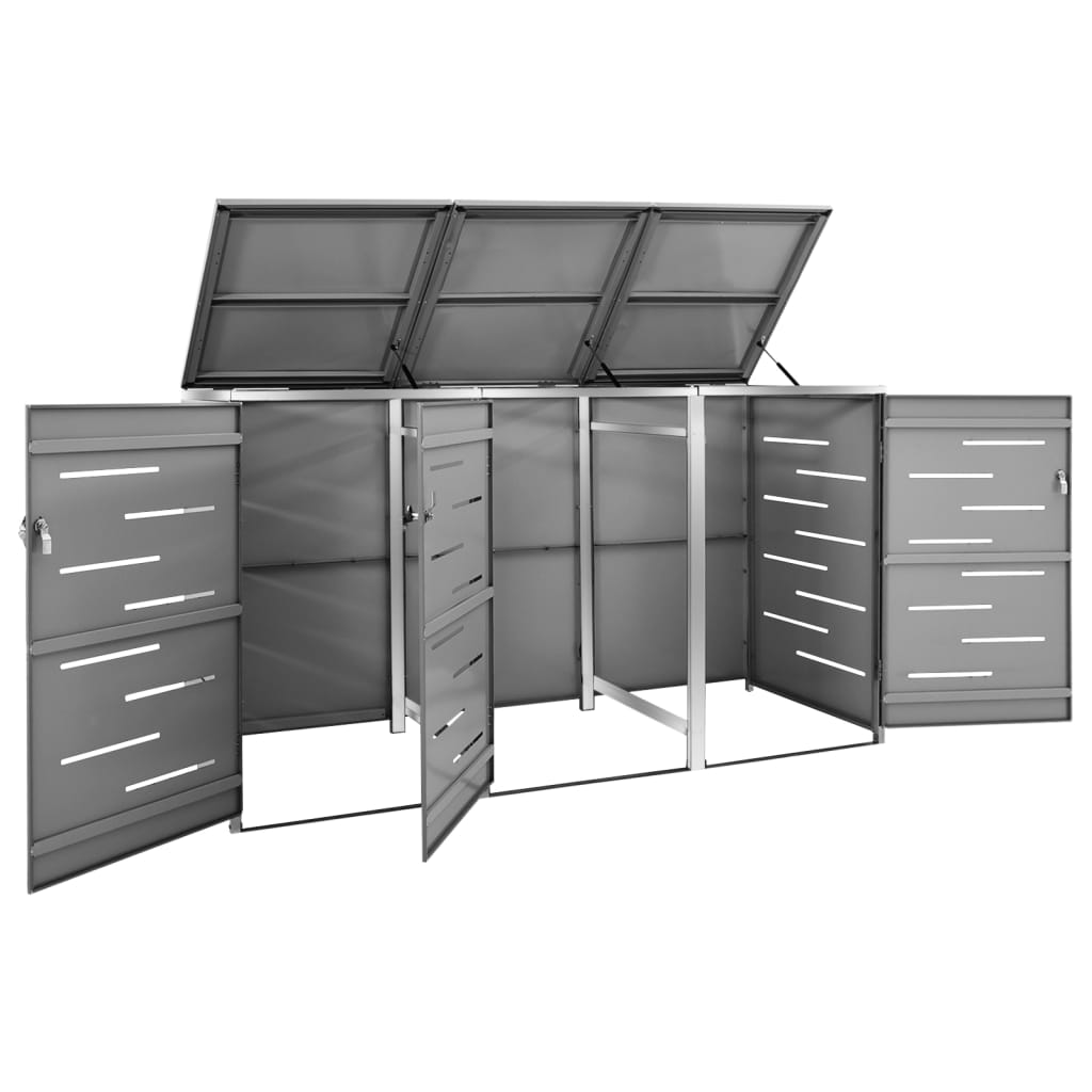 

vidaXL Containerberging driedubbel 207x77,5x115 cm roestvrij staal