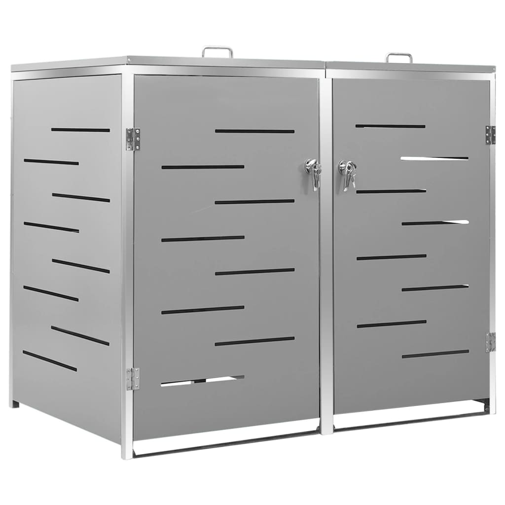 

vidaXL Double Wheelie Bin Shed 54.3"x30.5"x45.5" Stainless Steel