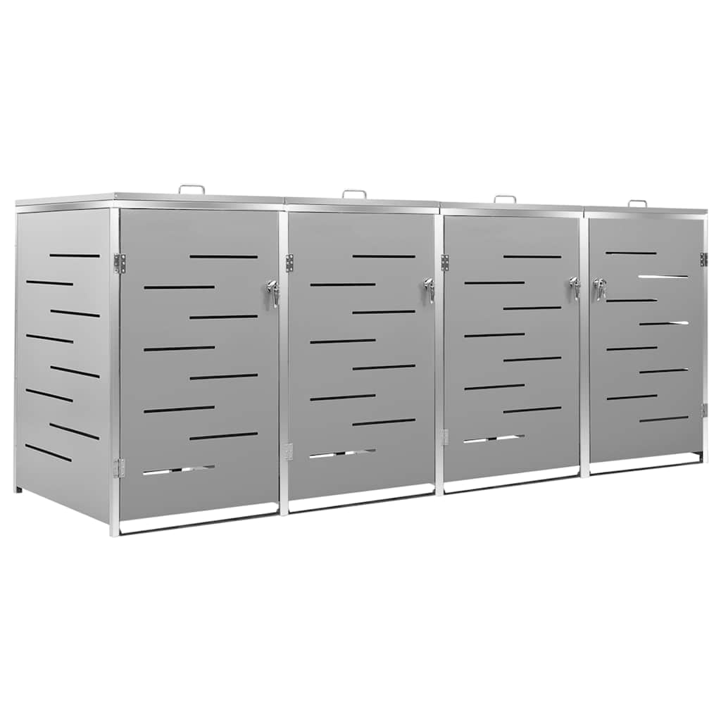 vidaXL Přístřešek na čtyři popelnice 276,5x77,5x115 cm nerezová ocel