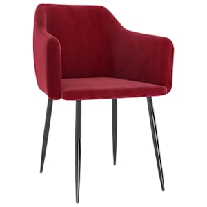 vidaXL Valgomojo kėdės, 6vnt., raudonojo vyno spalvos, aksomas