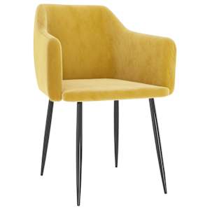 vidaXL Valgomojo kėdės, 6vnt., garstyčių geltonos spalvos, aksomas