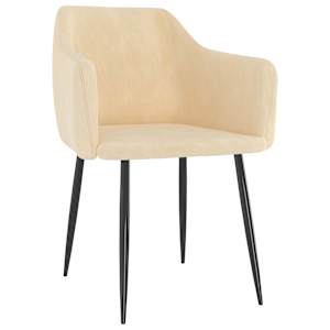 vidaXL Valgomojo kėdės, 6vnt., kreminės spalvos, aksomas