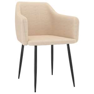 vidaXL Valgomojo kėdės, 6vnt., kreminės spalvos, audinys (3x323116)