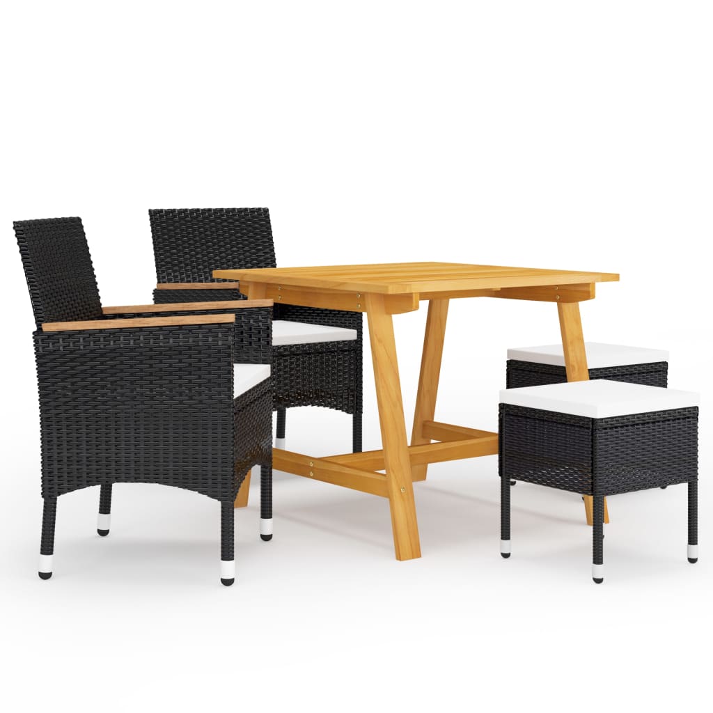 vidaXL Set mobilier de grădină, 5 piese, negru