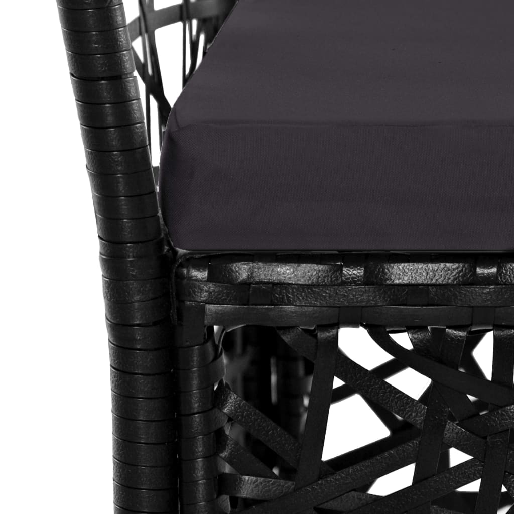 Set mobilier de grădină, 3 piese, negru