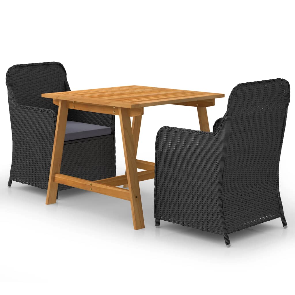 vidaXL Set mobilier de grădină, 3 piese, negru