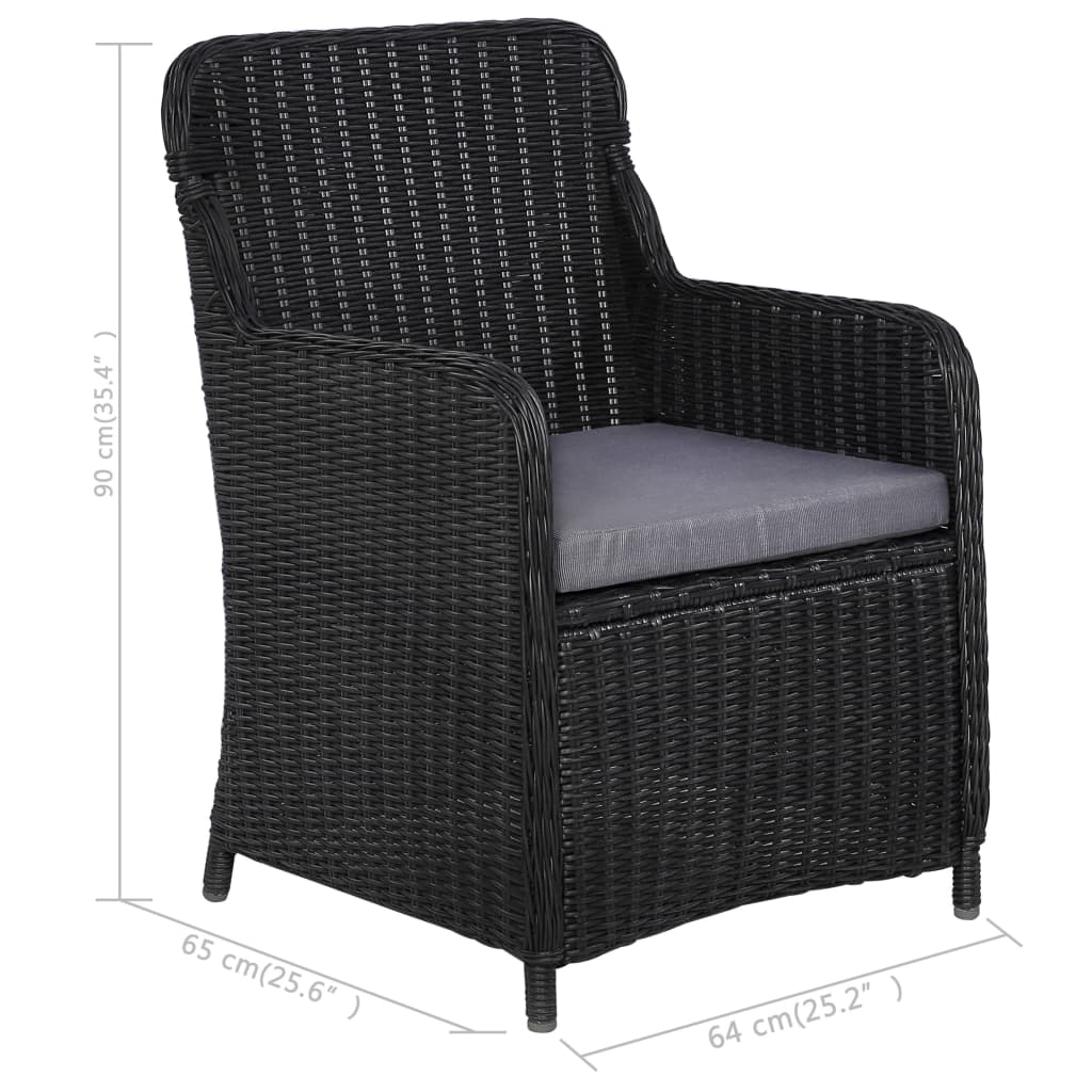 Set mobilier de grădină, 3 piese, negru