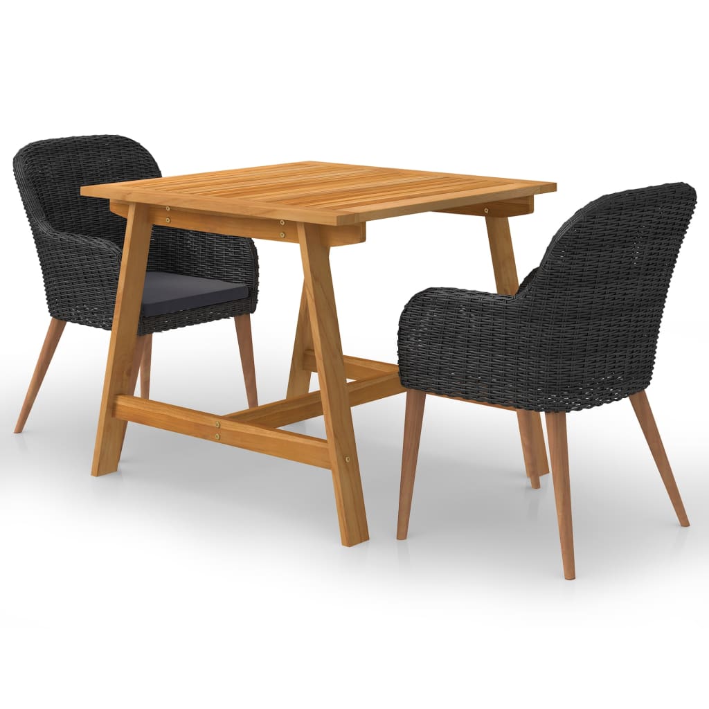 vidaXL Set de masă pentru grădină, 3 piese, negru