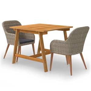 Vrtna jedilna garnitura 3-delna rjava