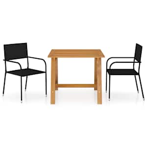 3dílný zahradní jídelní set černý - obrázek 1