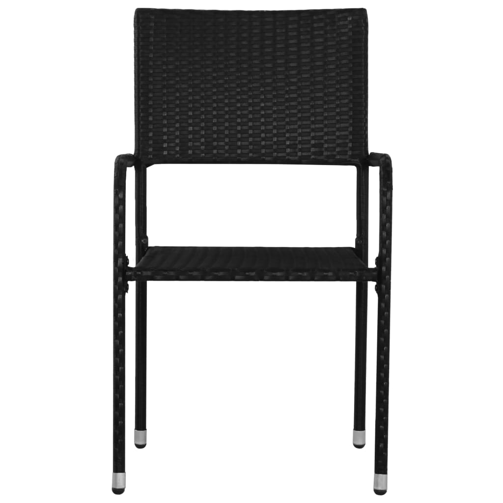 Zestaw jadalniany ogrodowy - Stół + 2 krzesła, drewno akacjowe, rattan PE, czarny, 88x88x74 cm